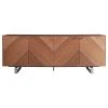 Euro Style Alvarado 79" Sideboard, American Walnut With Brushed Stainless Steel Base