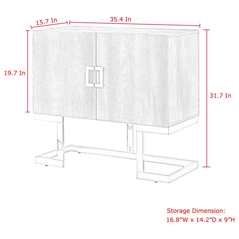 Nicole Miller Luanna Accent Cabinet, Light Gray And Chrome - Image 9