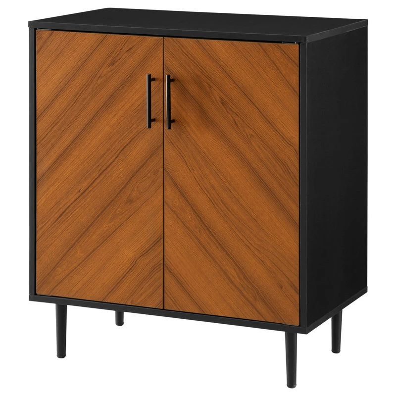Walker Edison 28" Modern Bookmatch Accent Cabinet, Solid Black