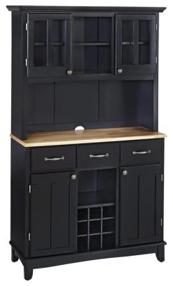 Homestyles Buffet Of Buffets Wood Buffet With Hutch In Black
