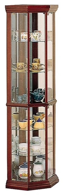 Coaster Home Furnishings Coaster Solid Cherry Wood Glass Corner Curio Cabinet With 6 Shelves