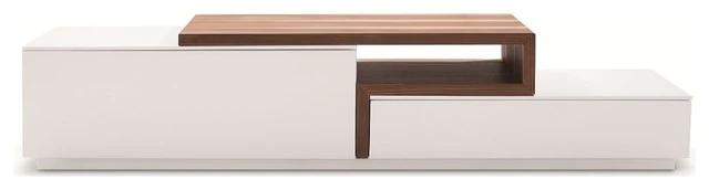 JNM Furniture TV045 Modern TV Stand In White/Walnut