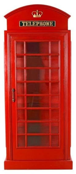 Design Toscano British Telephone Booth Display Cabinet