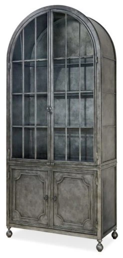 Zin Home Maison French Industrial Metal Curio Display Cabinet