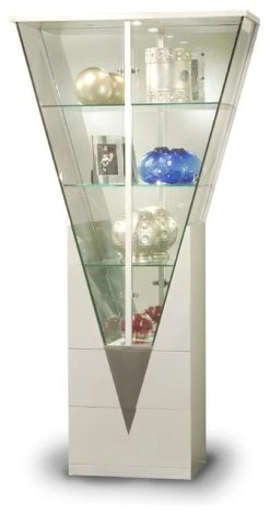 Chintaly Imports Triangular Curio With Mirrored Interior 6625-CUR
