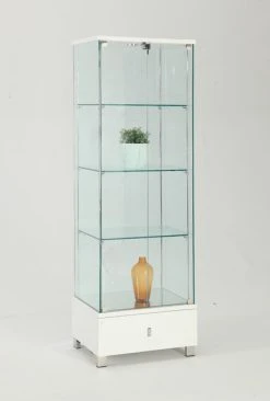 Chintaly Imports Glass Curio With White Finish 6628-CUR-WHT
