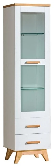 Maxima House Lotta White And Wood Display Cabinet