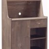 Benzara, Woodland Imprts, The Urban Port Wooden 1 Door Bakers Cabinet With 2 Top Shelves And 1 Drawer, Brown