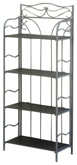 Pemberly Row 4 Tier 24" Bakers Rack In Chocolate