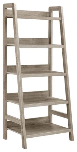 Linon Home Decor Products Linon Tracey Five Shelf Wood Ladder Bookcase In Gray