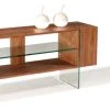Bh Furniture Walnut TV Sideboard With Glass Legs And Shelves