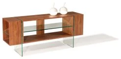 Bh Furniture Walnut TV Sideboard With Glass Legs And Shelves