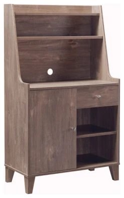 Benjara Wooden 1 Door Bakers Cabinet With 2 Top Shelves And 1 Drawer, Brown