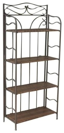 Pemberly Row 4 Tier 24" Bakers Rack In Antique Brown