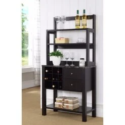 Benzara, Woodland Imprts, The Urban Port Well Designed Efficient Baker'S Rack, Dark Brown