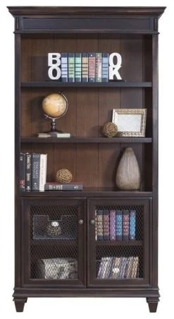 Martin Furniture Hartford Library Bookcase In 2 Tone Distressed Black