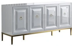 Best Master Furniture Sujay 65" Modern Wood Sideboard With Gold Accents In White