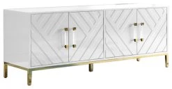 Best Master Furniture Junior 64" Transitional Wood Sideboard In White/Gold