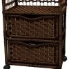 Oriental Furniture 23" Natural Fiber Chest Of Drawers On Wheels, Mocha