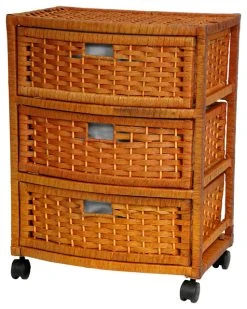 Oriental Furniture 23" Natural Fiber Chest Of Drawers, Honey